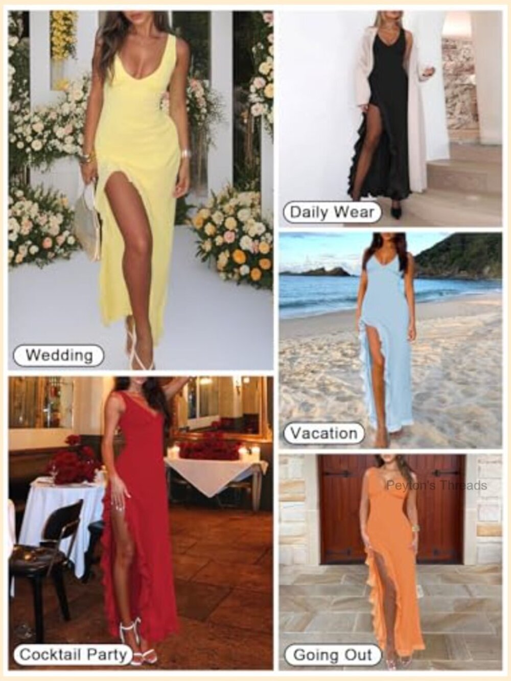 Mesh Ruffle High Slit Bodycon Maxi Dress V Neck Sleeveless Formal Party - Picture 7 of 7